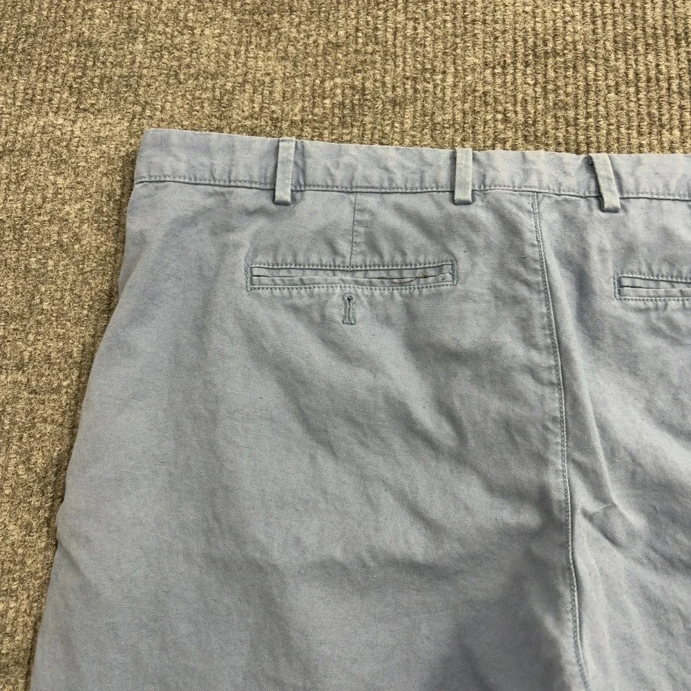 Charles Tyrwhitt Shorts‎ Mens 42 Blue Linen Cotton Blend Chino Flat Front Casual